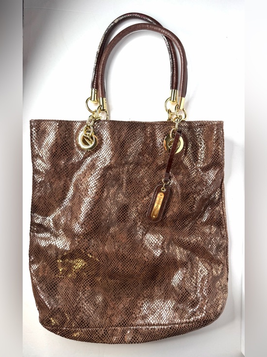 Cynthia Rowley Handbags - Cynthia Rowley Brown Snake-Embossed Tote with Gold Hardware